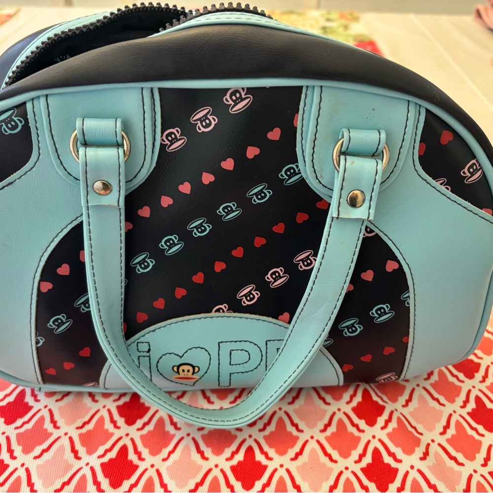 Paul Frank Black and Blue Cosmetic Bag with Structured Design